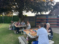 Pizza at the Friday social night, 26 June