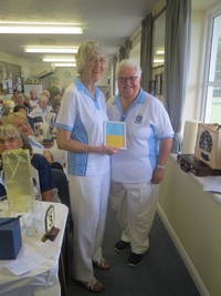 Eileen Morris  receiving her Sussex County badge from Julie Hawkins